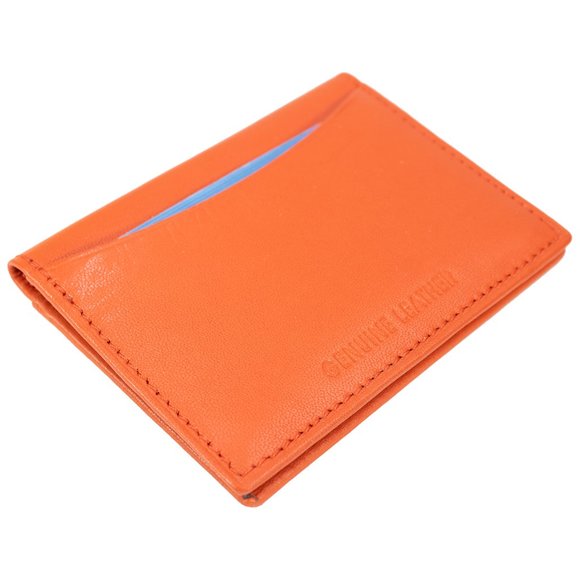 Men Genuine Leather Credit Card Case, ID Window Slim ID Holder - Picture 1 of 8
